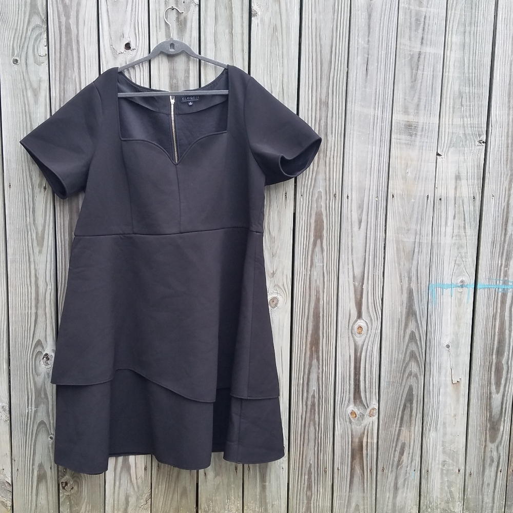 Eloquii 28 Peplum Black Ruffled Dress